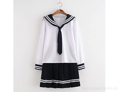 Busirsiz Weiß DREI Linien Frauen Schuluniform Frühlings- und Sommer School Girl Cosplay Sailor Suit Chorus Leistung Studenten Kleidung (Color : Long Sleeve Size : XXXL)