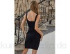 DGZJ Frauenclubbing-Kleider Damenabendkleid Hosenträger spalten Netznähten eng schwarzes Kleid Für Party (Color : Black Size : Large)