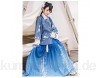 Hanfu 3-teiliges Set für Damen traditionelles Herbst-/Winter-Kostüm chinesischer Stil Ming-Dynastie alte Frauen elegante Kleidung (Farbe: Blau 3 Stück Größe: L.)