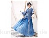 Hanfu 3-teiliges Set für Damen traditionelles Herbst-/Winter-Kostüm chinesischer Stil Ming-Dynastie alte Frauen elegante Kleidung (Farbe: Blau 3 Stück Größe: L.)
