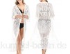 LARAKA Damen V-Ausschnitt Strandkleidung Cover Up Lange Blumen bestickt Bademode Spitzenkleid Sexy Perspektive