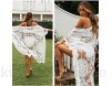 LARAKA Damen V-Ausschnitt Strandkleidung Cover Up Lange Blumen bestickt Bademode Spitzenkleid Sexy Perspektive