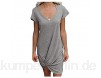 Reine Farbe V-Ausschnitt Kurzarm Knotte T-Shirt Schultergurt Kleid Frauenkleidung (Color : Gray Size : XX-Large)