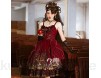 Rotes gotisches Lolita-Kleid Rote viktorianische Kleider Sweet Lolita JSK Frauen Goth Lolita Rock Mädchen Kawaii Kleidung (Color : Full Set Size : XXXL)