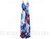 skirt Frauen Backless Long Dress V-Ausschnitt Blumenmode Hosenträger Drucken Lange Rock Kleid Sommer Strand Kleid (Color : Blue Brown Size : X-Large)