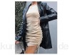 skirt Gefriertes Seitenband Weste Kleid Damen Sommer Sexy Sleeveless Beach Minikleid (Color : Beige Size : Small)