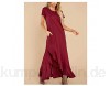 skirt Rüschenkleid lässige Mode und komfortable unregelmäßige Feste Farbe kurzärmliges Split-Kleid (Color : Red Size : X-Large)