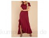 skirt Rüschenkleid lässige Mode und komfortable unregelmäßige Feste Farbe kurzärmliges Split-Kleid (Color : Red Size : X-Large)