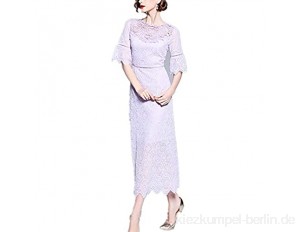 T-ara Modischer Stil Damen Wasserspitze Spitze Langzeige Set Exquisite Damenkleid Weich und bequem (Color : Purple Size : L)