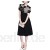 T-ara Modischer Stil Farseeing Temperament anmutiges kurzärmliges Kleid in der Vintage-Stickerei von Frauen Weich und bequem (Color : Black Size : M)