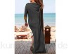 T-ara Modischer Stil Frauen Sexy V-Ausschnitt Patchwork Recollive Sleeve Position Split Kleid Weich und bequem (Color : Grey Size : 20)