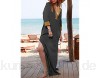 T-ara Modischer Stil Frauen Sexy V-Ausschnitt Patchwork Recollive Sleeve Position Split Kleid Weich und bequem (Color : Grey Size : 20)