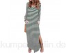 T-ara Modischer Stil Frauen Stripy V-Ausschnitt Langarm Casual Split Weich und bequem (Color : Green Size : L)