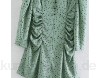 T-ara Modischer Stil Mode Frauen Punkte drucken hellgrün Miniskirt Kleid Tunika Lange Sleeve Damen Taille gefaltete Kleid Weich und bequem (Color : Green Size : L)