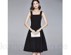 XYBB Mode Kleid weibliche dünner hohe Taillen-Strapse Retro Fest Farbe Taille Kleines schwarzes Kleid Mittellange Kleid Prinzessin Kleid (Color : Black Size : L.)
