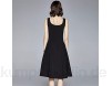 XYBB Mode Kleid weibliche dünner hohe Taillen-Strapse Retro Fest Farbe Taille Kleines schwarzes Kleid Mittellange Kleid Prinzessin Kleid (Color : Black Size : L.)