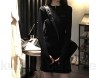 YUNCHENG Gestrickte heiße Mädchen Kleid Frauen Frühling Herbst 2021 Neue Taille Abnehmen Kurzer Rock Temperament Slim Hüftrock (Color : Black)