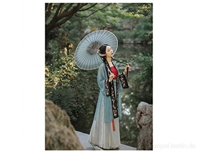 YUNGYE Style Hanfu Anzug Chinesische Traditionelle weibliche Kleidung Song Dynastie Frauen Elegant Qi Yao Dreiteiliges Set Festival Kleid (Farbe: Blauer Anzug Größe: XL)