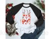 Adamoka Weihnachten Damen Bluse Rot Rentier Muster Xmas Kurzarm T-Shirt Populär Christmas Shirt Weihnachten Tops