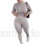 N/AA Damen Langarm-Sportbekleidung einfarbig elastisches bauchfreies Top + enganliegende lange Hose