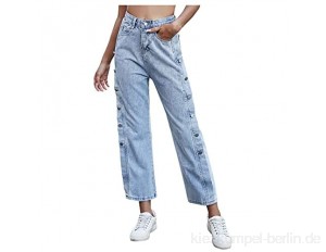 Damen Jeans Zerrissene Jeans Freizeithose Pants Destroyed Straight Hose Streetwear Weites Bein Boyfriend Loch Denim Hose