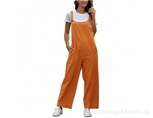 Maeau - Langer Overall für Damen lässig ärmellos für den Sommer mit Taschen für Damen Sommer einfarbig für Arbeit Verabredung Party Orange