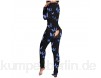 ShaDiao Damen Jumpsuit Pyjama Einteiler Trainingshose Funktioneller Schlafanzug für Erwachsene mit Knopfleiste vorne Elegant Butt Button Back Flap Strampler Langarm Bodycon Onesies
