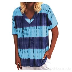 Sommer Bluse Damen Shirt Kurzarm Tops Damenmode Batikdruck Kurzarm Rundhalsknopf Lässige Lose T-Shirt Oberteile Bluse Tennis-Shirt
