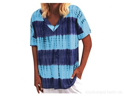 Sommer Bluse Damen Shirt Kurzarm Tops Damenmode Batikdruck Kurzarm Rundhalsknopf Lässige Lose T-Shirt Oberteile Bluse Tennis-Shirt