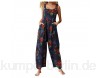 Suncolour Frauen weites Bein lose Baggy Overalls Lady Ethnic Printing verstellbare Latzhose