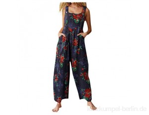Suncolour Frauen weites Bein lose Baggy Overalls Lady Ethnic Printing verstellbare Latzhose