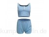 YOCIA Damen Leibchen Shorts Set Knöpfe V-Ausschnitt Einfarbig Casual Sport Overall Sommer Pyjamas Damen Kurze Weste + Shorts