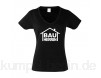 Bauherrin - Damen T-Shirt mit V-Ausschnitt als Geschenk zum Richtfest | zur Einweihungsfeier | zum Hausbau