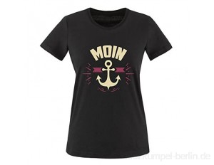 Comedy Shirts - Moin - Anker - Damen T-Shirt - Rundhals 100% Baumwolle Kurzarm Top Basic Print-Shirt