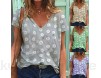 Damen T-Shirt Sommer Oberteile Elegant Kurzarm Top Sportlich Casual Lose Bluse Plus Size Frauen Bedruckte V-Ausschnitt Lose Freizeitbluse