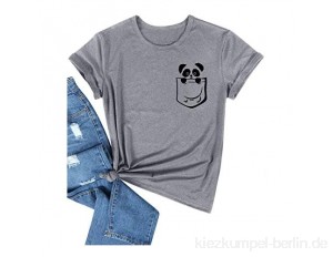 Dresswel Damen Netter Taschen Panda T-Shirt Kurzarm Tierdruck Tee Lustiges Panda Bär Shirt Sommer Oberteile Tops