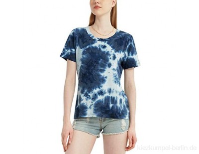 MessBebe T-Shirt Damen Sommer Kurzarm V-Ausschnitt Tie Dye Shirts Casual Basic Einfarbig Tee Tops Lockere Oberteile