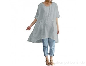 SHOBDW Sommer Damen Plus Size Unregelmäßige Saum Mode Lose Leinen Kurzarm Shirt Frauen Vintage Bluse