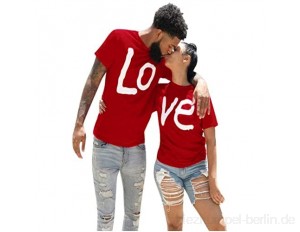 Amphia Pärchen T-Shirt Paar Tshirt Couples Lover Kurzarm O-Neck Love Brief drucken T-Shirts Tops Blusen
