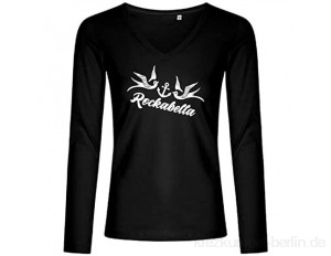 BlingelingShirts Shirt Damen Rockabilly Schwalben mit Anker Rockabella Schriftzug