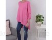 Italy Fashion Damen Langarmshirt| Vokuhila Basic T-Shirt| Baumwollshirt Layer Tunika