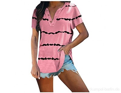 OKEYsoe Damen Gestreiftes T-Shirt Kurzarm Tunika Tops LäSsige Kurzarm Bluse Trendy Pullover ÜBergroßEs Langes Shirt Sommer Comfty Shirts…