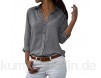 Yieune Chiffon Bluse Elegant Damen Langarmshirt V-Ausschnitt Casual Oberteile Hemd Lose Shirt