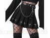 DINGJIUYAN Punk Cross Print Dark Mini Röcke Kette Gürtel Schwarz Uniform Faltenrock Gr. 40 1-black Skirt With Chain Belt