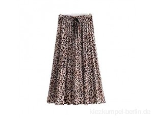 Skirts Faldas Mujer Damen Vintage Leopard Print Plissee Midi Faldas Mujer Damen elastische Taille Schärpen Chic Mitte Wade
