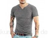 Herren Kurzarm Beefy T-Shirt Slim Fit Casual Baumwolle V-Ausschnitt Basic Unterhemden