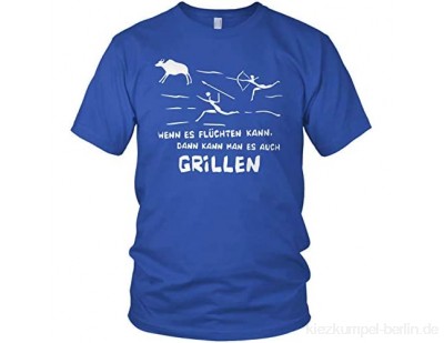 Wenn es flüchten kann, dann kann Man es auch Grillen - Grill-Party BBQ Spruch Motiv Statement - Herren T-Shirt und Männer Tshirt