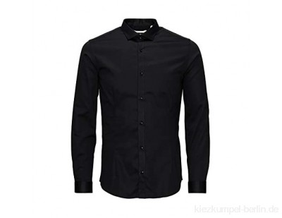 JACK & JONES PREMIUM Herren Super Slim Fit Business Hemd Jjprparma Shirt L/s Noos, Schwarz (Black), Medium