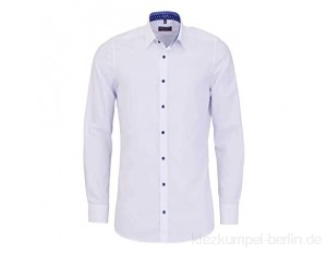 Marvelis Bodyfit Herrenhemd in weiß mit blauem Ausputz