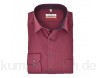 Marvelis Modern Fit Hemd New Kent Kragen mit Besatz bügelfrei Bordeaux Uni Struktur Reine Baumwolle